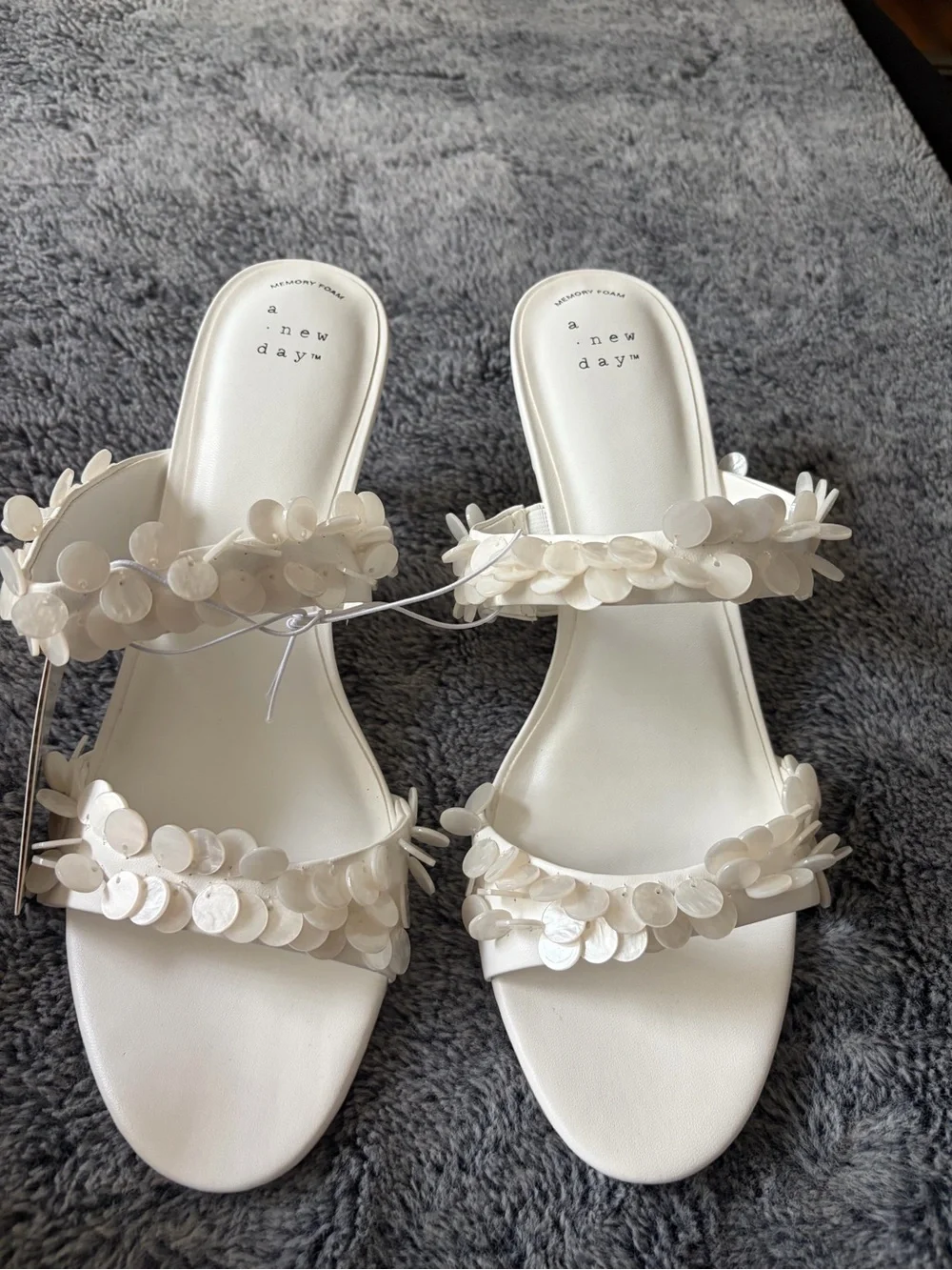 a new day White Floral Appliqué Heeled Sandals